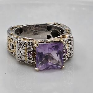 NWOT! Retired Michael Valitutti Two Tone  Genuine Amethyst And Pink Topaz Ring